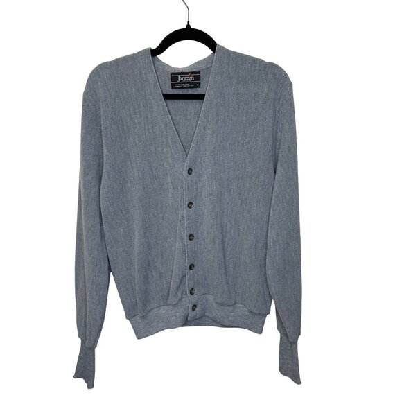 VTG Jantzen Men’s Gray Button-Up Cardigan Sweater SZ Medium Grandpacore Preppy - Picture 1 of 8